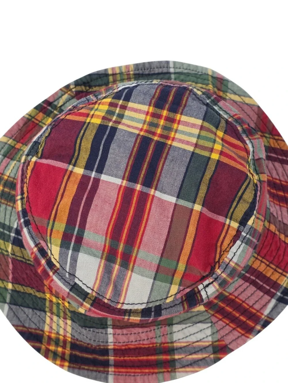 Polo Ralph Lauren Reversible Madras Plaid Bucket Hat Youth S/M Pony Logo Preppy